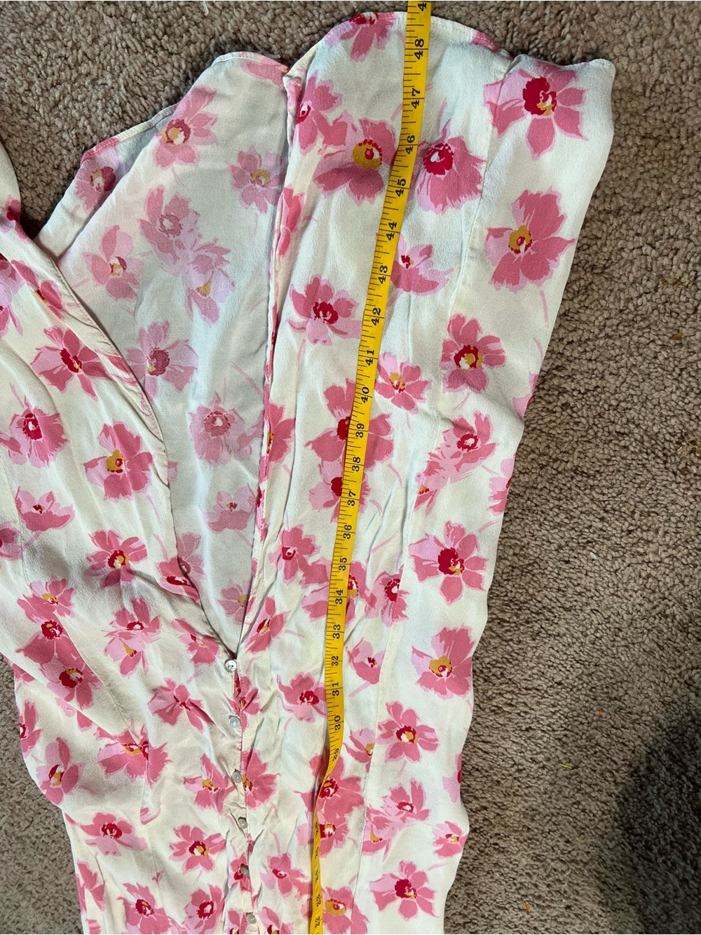 Zara Cream Midi Dress with Pink Floral Print - Picture 6 of 6